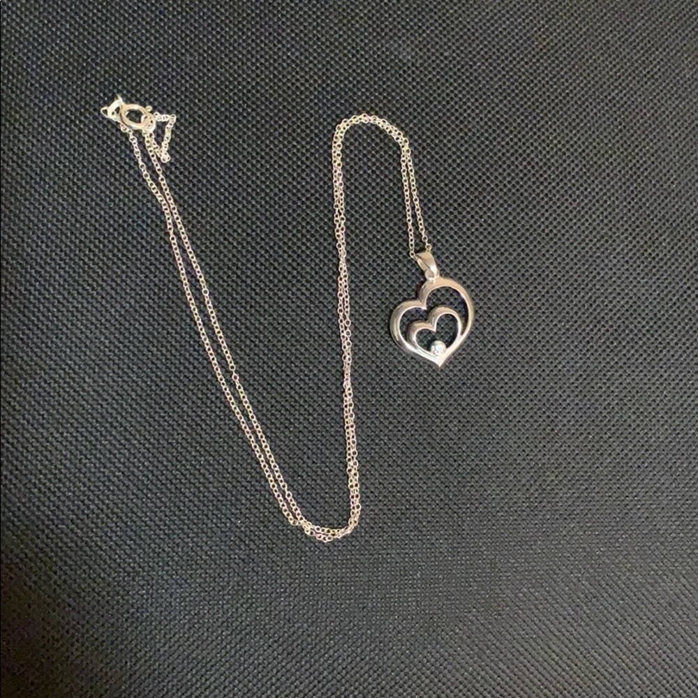 Silver Heart within a Heart necklace